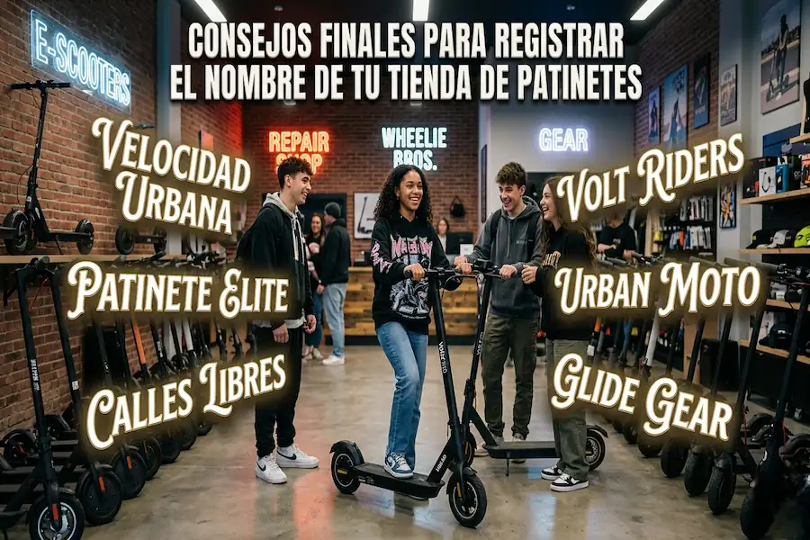 Consejos legales y estratégicos para registrar el nombre de una tienda de patinetes