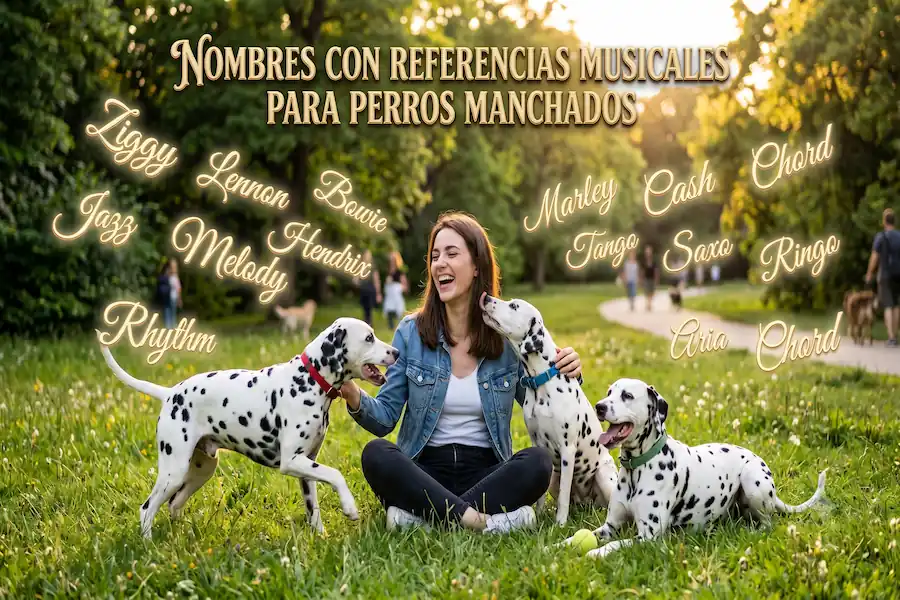 Nombres con referencias musicales para perros manchados Perro con manchas musicales