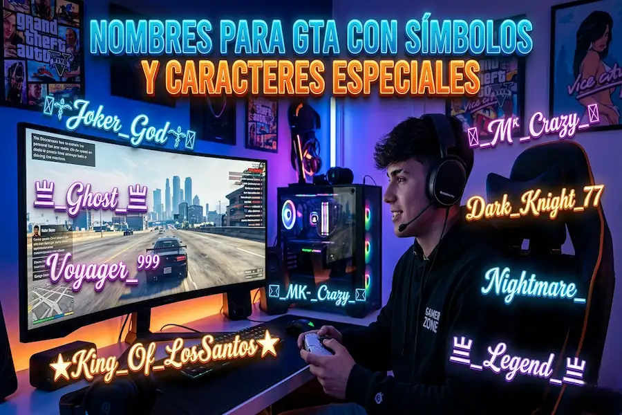 Nombres con Símbolos Especiales para GTA Ejemplos de nombres para GTA con símbolos y letras con caracteres especiales