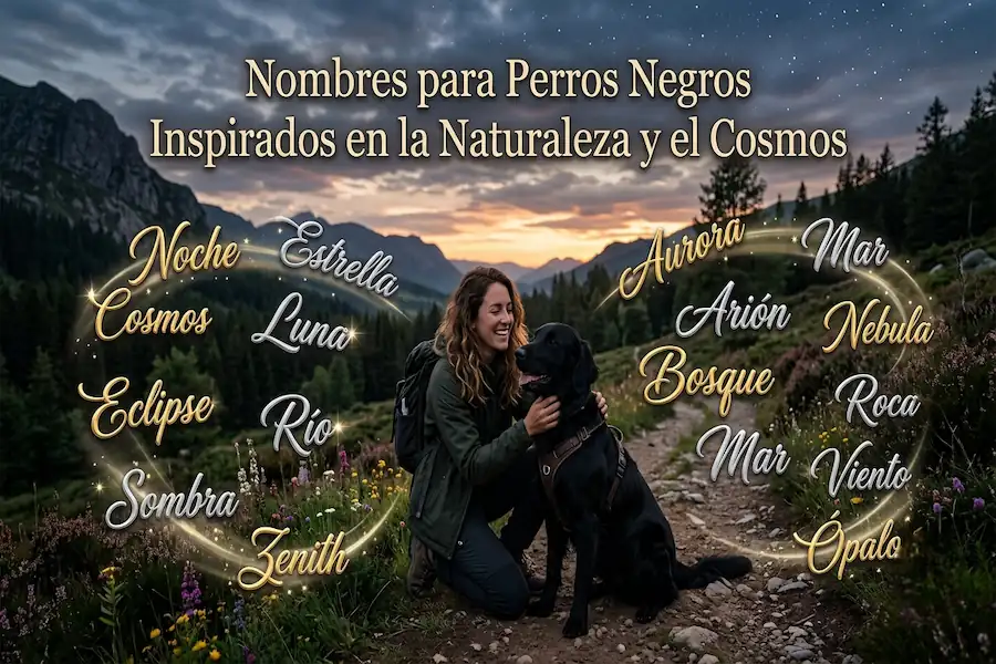 Perro negro bajo un cielo estrellado representando el cosmos